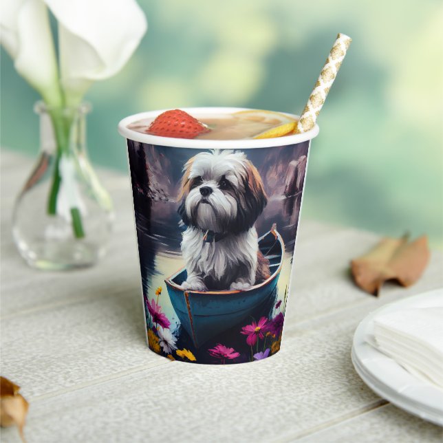 Lhasa Apso on a Paddle: A Scenic Adventure Paper Cups (Insitu)