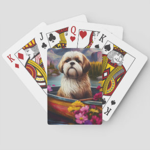 Lhasa Apso on a Paddle: A Scenic Adventure Poker Cards