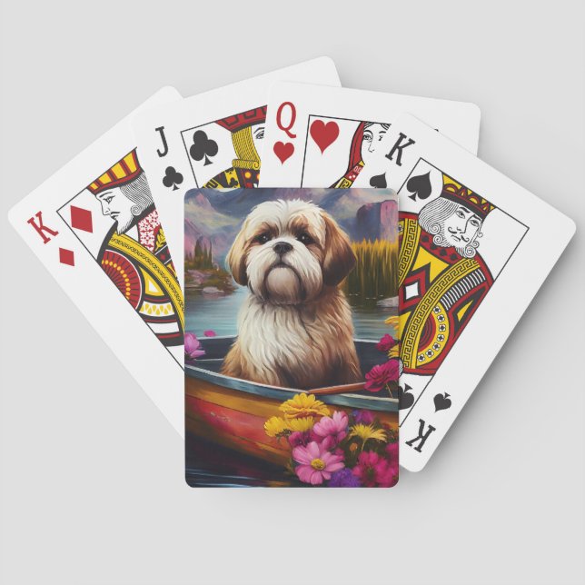Lhasa Apso on a Paddle: A Scenic Adventure Poker Cards (Back)
