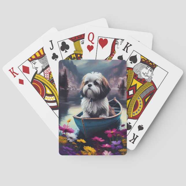 Lhasa Apso on a Paddle: A Scenic Adventure Poker Cards (Back)