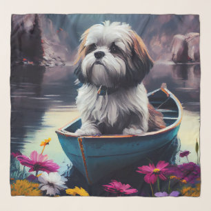 Lhasa Apso on a Paddle: A Scenic Adventure Scarf