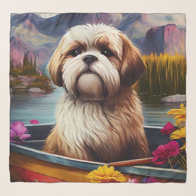 Lhasa Apso on a Paddle: A Scenic Adventure Scarf (Front)