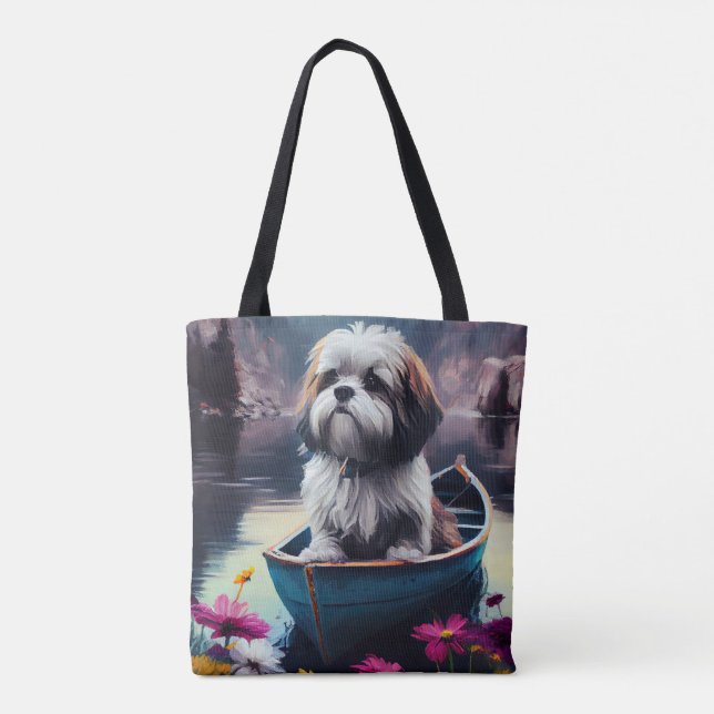 Lhasa Apso on a Paddle: A Scenic Adventure Tote Bag (Back)