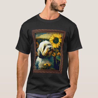Lhasa Apso Painting Sunflower Flower Mom Women Flo T-Shirt
