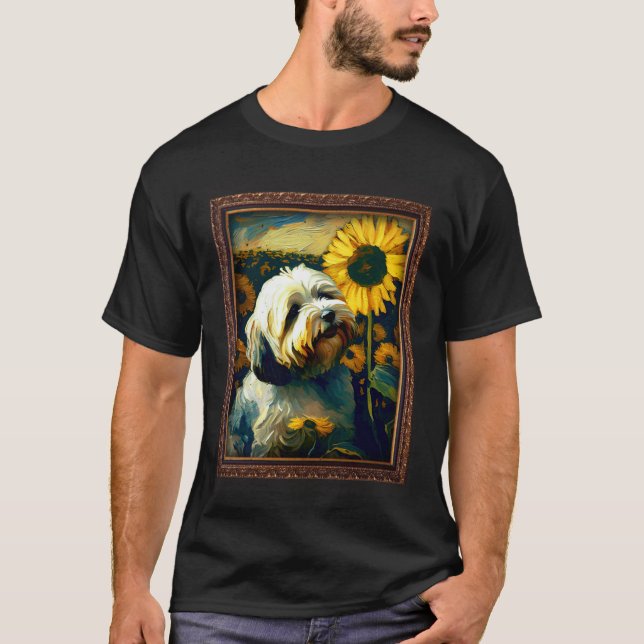 Lhasa Apso Painting Sunflower Flower Mom Women Flo T-Shirt (Front)
