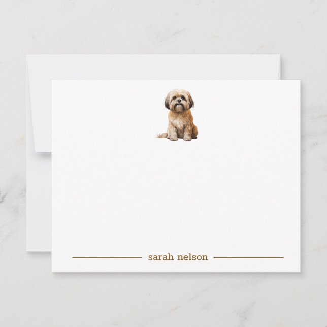 Lhasa Apso Personalized Note Cards (Front)