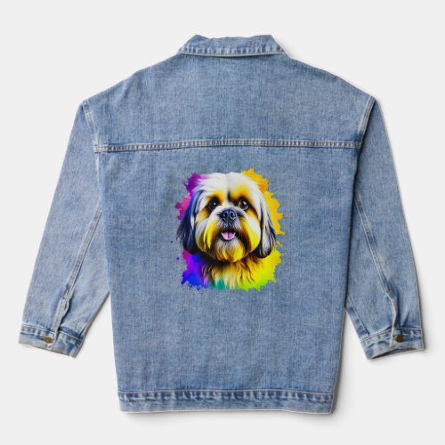 Lhasa Apso Pop Art I Dog Lover I Splash Art Lhasa  Denim Jacket