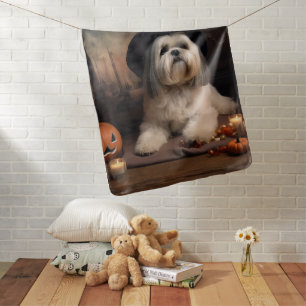 Lhasa Apso Pumpkins Halloween Scary Baby Blanket