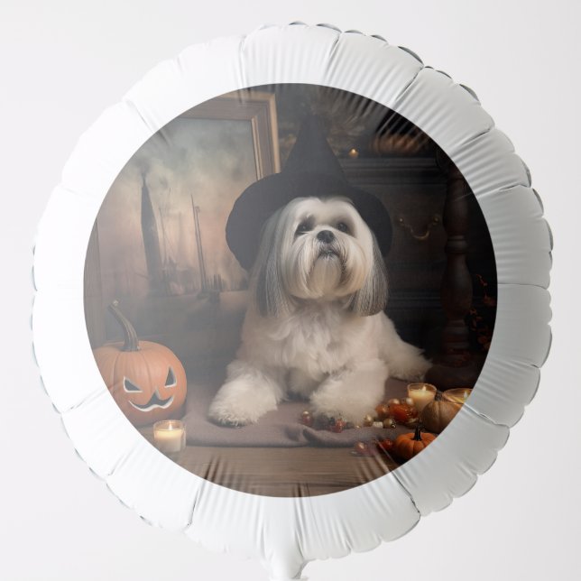 Lhasa Apso Pumpkins Halloween Scary Balloon (Front)