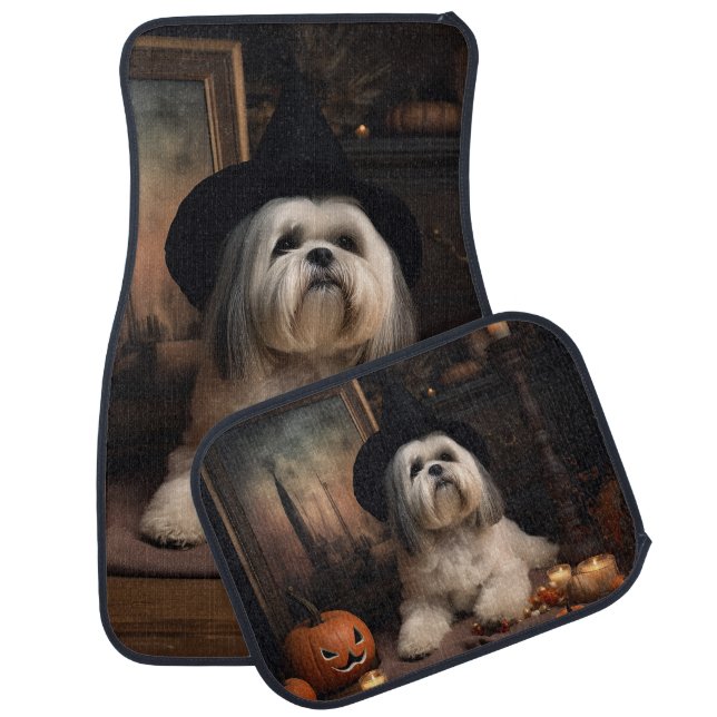 Lhasa Apso Pumpkins Halloween Scary Car Floor Mat (Set)