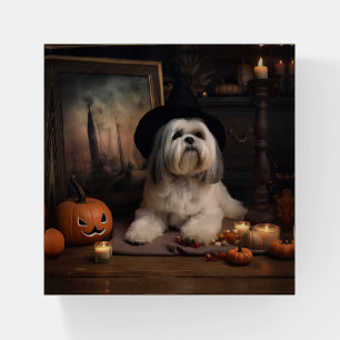Lhasa Apso Pumpkins Halloween Scary Paperweight