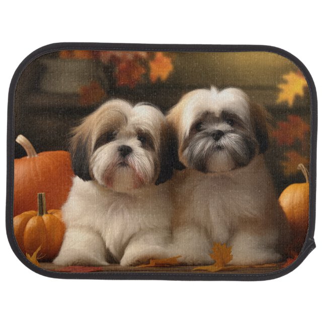 Lhasa Apso Puppy Autumn Delight Pumpkin  Car Floor Mat (Rear)
