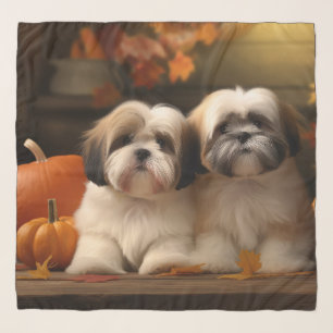 Lhasa Apso Puppy Autumn Delight Pumpkin Scarf
