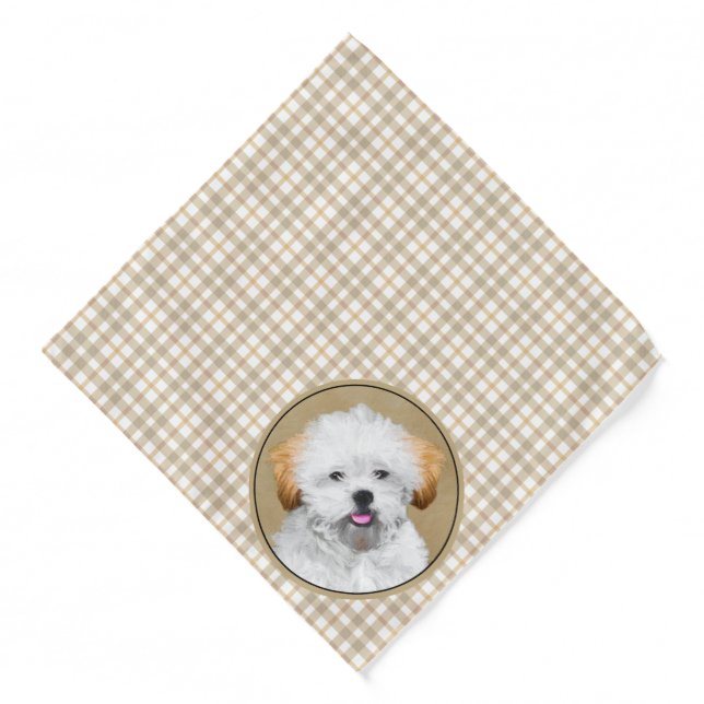 Lhasa Apso Puppy Painting Cute Original Dog Art Bandana (Front)
