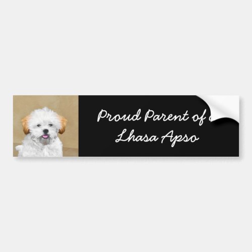 Lhasa Apso Puppy Painting _ Cute Original Dog Art Bumper Sticker