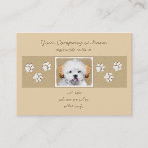 Lhasa Apso Puppy Painting _ Cute Original Dog Art Business Card