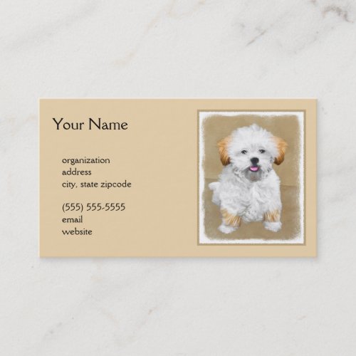 Lhasa Apso Puppy Painting _ Cute Original Dog Art Business Card