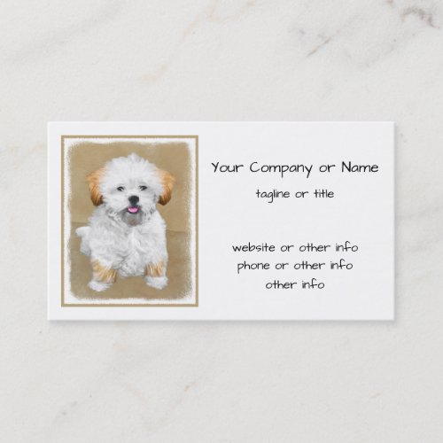 Lhasa Apso Puppy Painting _ Cute Original Dog Art Business Card