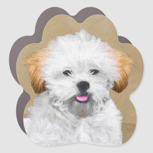 Lhasa Apso Puppy Painting _ Cute Original Dog Art Car Magnet