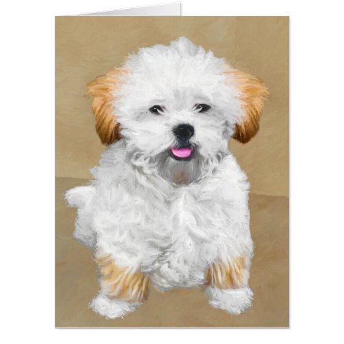 Lhasa Apso Puppy Painting _ Cute Original Dog Art Card