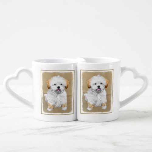Lhasa Apso Puppy Painting _ Cute Original Dog Art Coffee Mug Set