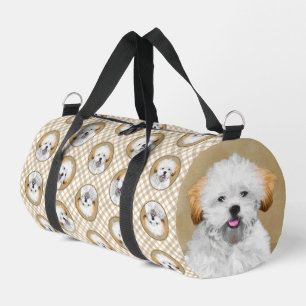 Lhasa Apso Puppy Painting Cute Original Dog Art Duffle Bag