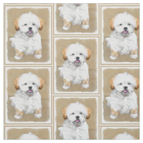 Lhasa Apso Puppy Painting _ Cute Original Dog Art Fabric