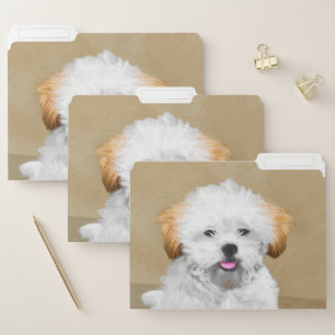 Lhasa Apso Puppy Painting - Cute Original Dog Art File Folder