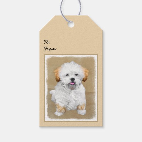 Lhasa Apso Puppy Painting _ Cute Original Dog Art Gift Tags