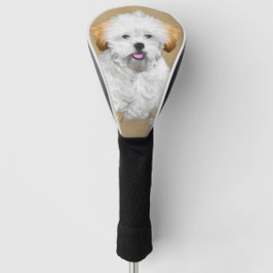 Lhasa Apso Puppy Painting - Cute Original Dog Art Golf Head Cover