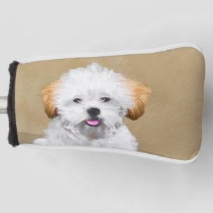 Lhasa Apso Puppy Painting - Cute Original Dog Art Golf Head Cover