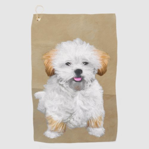 Lhasa Apso Puppy Painting _ Cute Original Dog Art Golf Towel