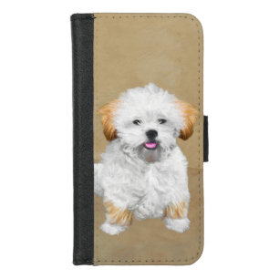 Lhasa Apso Puppy Painting - Cute Original Dog Art iPhone 8/7 Wallet Case