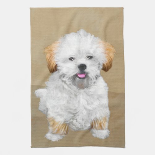 Lhasa Apso Puppy Painting _ Cute Original Dog Art Kitchen Towel