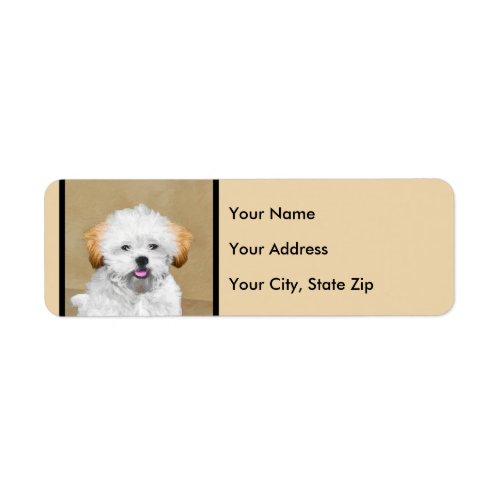 Lhasa Apso Puppy Painting _ Cute Original Dog Art Label