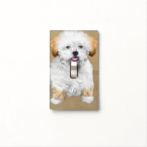 Lhasa Apso Puppy Painting _ Cute Original Dog Art Light Switch Cover