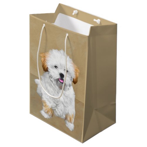 Lhasa Apso Puppy Painting _ Cute Original Dog Art Medium Gift Bag
