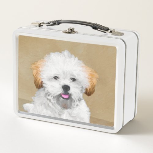 Lhasa Apso Puppy Painting _ Cute Original Dog Art Metal Lunch Box