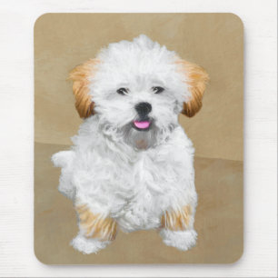 Lhasa Apso Puppy Painting - Cute Original Dog Art Mouse Pad