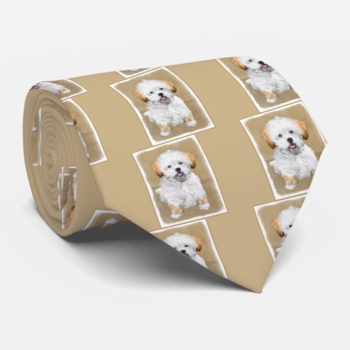 Lhasa Apso Puppy Painting _ Cute Original Dog Art Neck Tie
