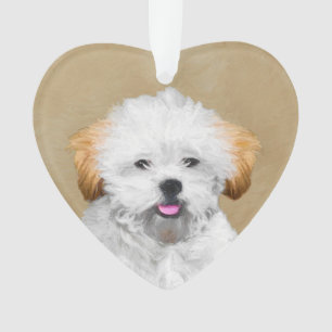 Lhasa Apso Puppy Painting - Cute Original Dog Art Ornament