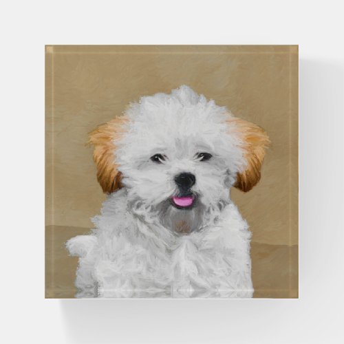 Lhasa Apso Puppy Painting _ Cute Original Dog Art Paperweight