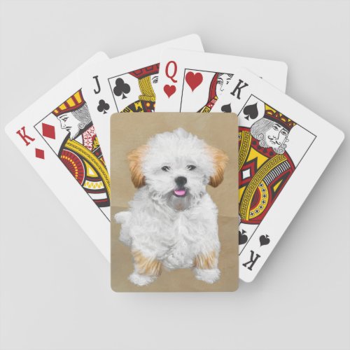 Lhasa Apso Puppy Painting _ Cute Original Dog Art Playing Cards