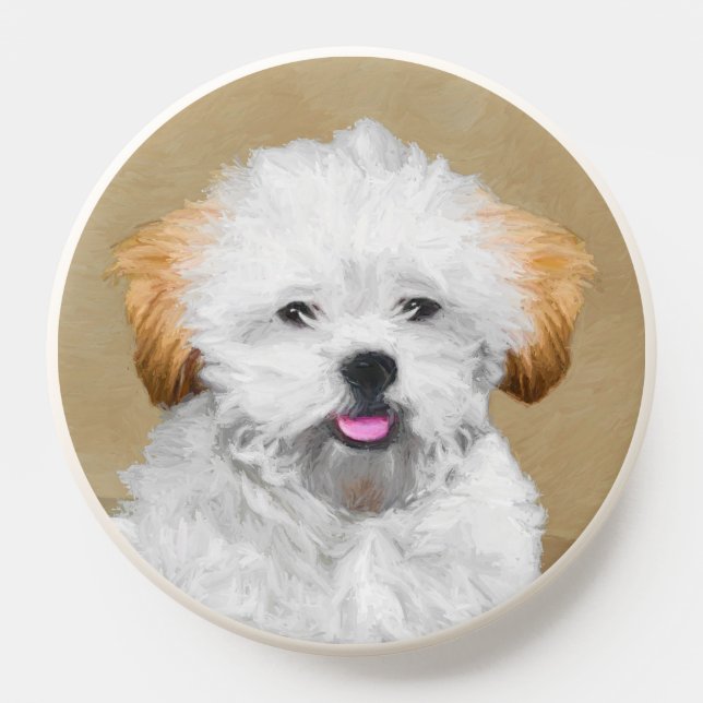 Lhasa Apso Puppy Painting - Cute Original Dog Art PopSocket (Popsocket)