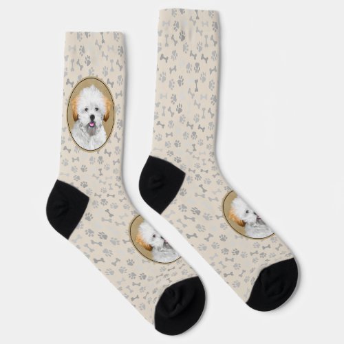 Lhasa Apso Puppy Painting _ Cute Original Dog Art Socks