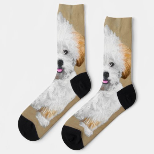 Lhasa Apso Puppy Painting _ Cute Original Dog Art Socks