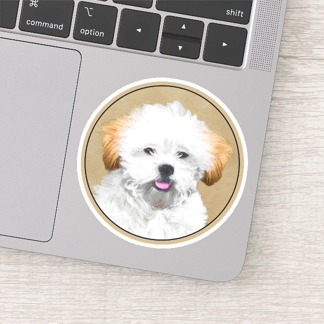 Lhasa Apso Puppy Painting - Cute Original Dog Art Sticker (Detail)