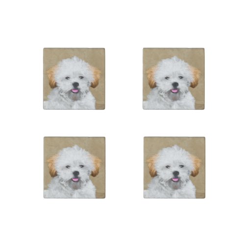 Lhasa Apso Puppy Painting _ Cute Original Dog Art Stone Magnet