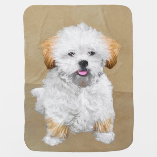 Lhasa Apso Puppy Painting _ Cute Original Dog Art Swaddle Blanket