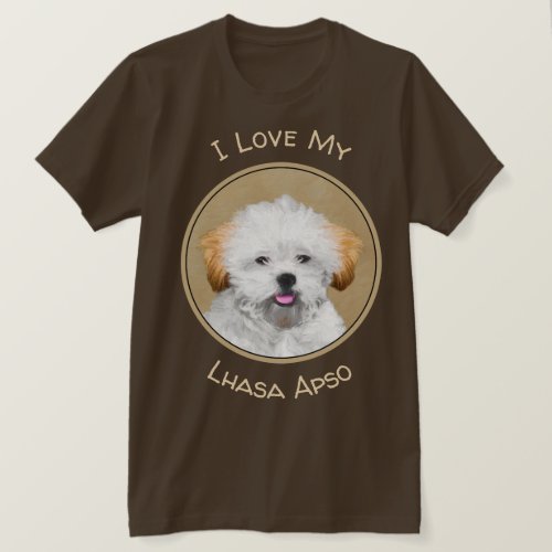 Lhasa Apso Puppy Painting _ Cute Original Dog Art T_Shirt